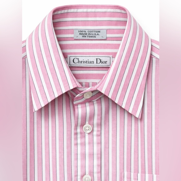Authentic Vintage Christian Dior Paris Pink Stripe Button Down Shirt